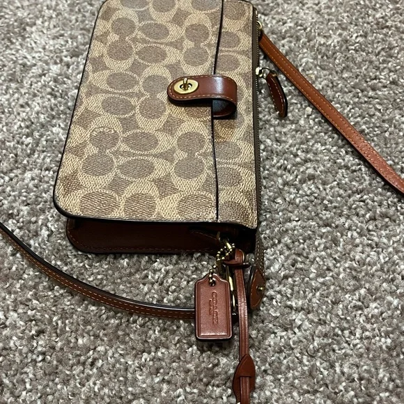 Coach Brown and Tan Signature Crossbody with Wallet - Picture 7 of 10